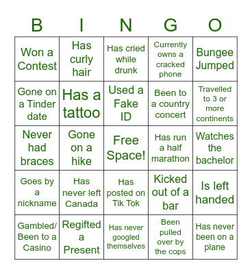 INTERN BINGO: LETS GET WILD EDITION Bingo Card