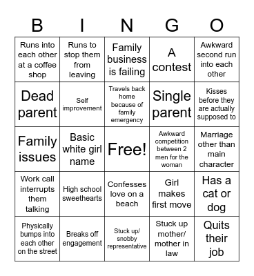 HALLMARK MOVIE BINGO Card