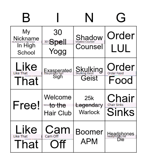 Concernedmom Bingo Card