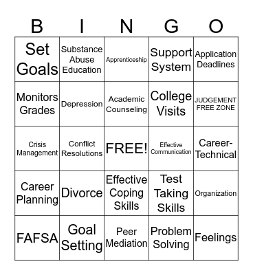 What Does My School Counselor Do? Bingo Card