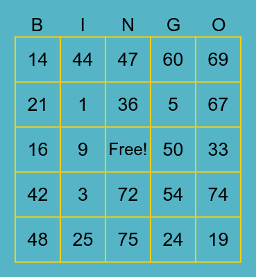 My Bingo Card Bingo Card