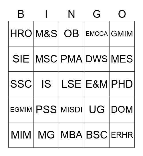 DOM Bingo Card