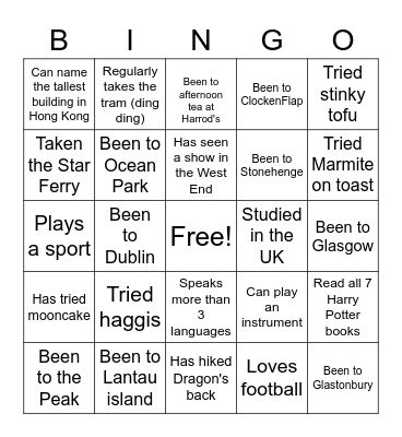 UK-HK Bingo Card