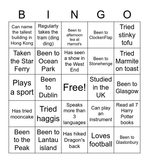 UK-HK Bingo Card