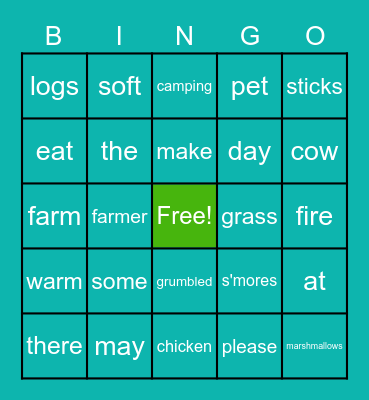 Reading Vocabulary- Group 2 Bingo Card