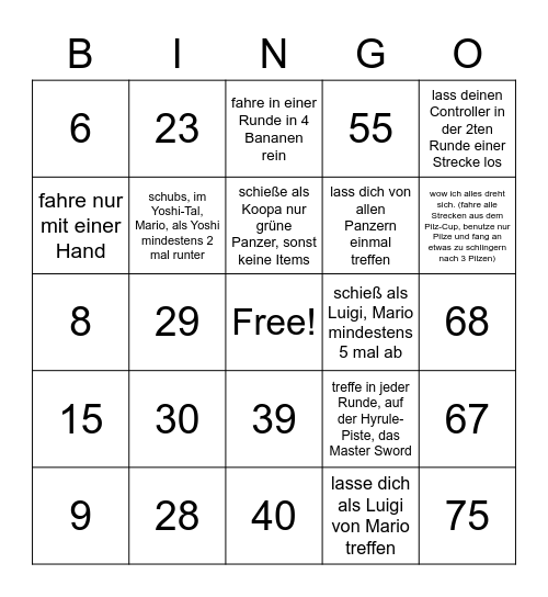 Fullys Bingo Karte Bingo Card