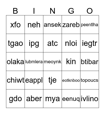 Flashcards: Alphabet Bingo Card