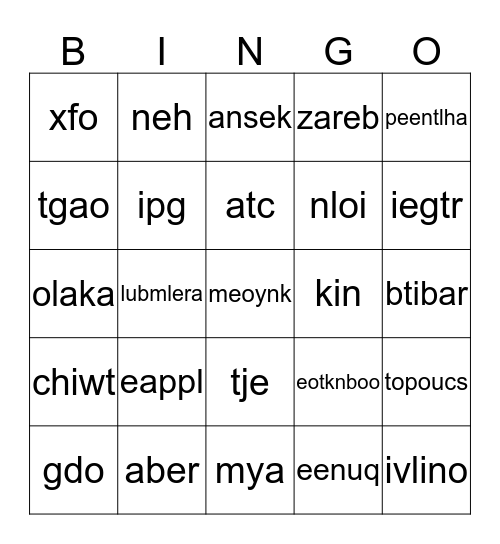 Flashcards: Alphabet Bingo Card