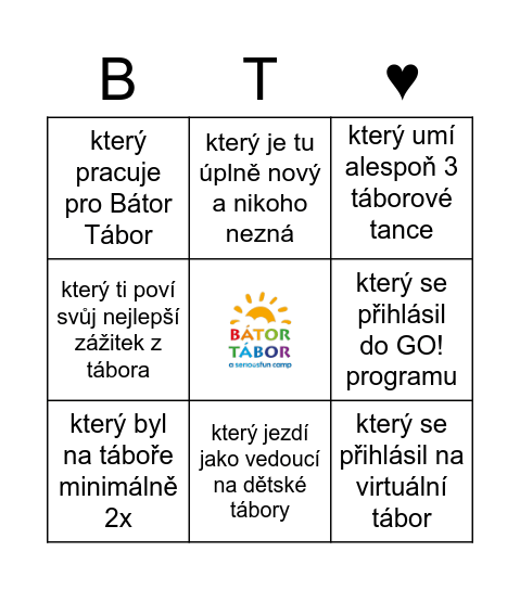 Získej podpis dobrovolníka, ... Bingo Card