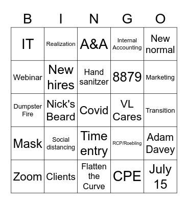 7/9 Meeting Bingo Card