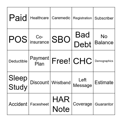 Financial Clearance Bingo Card