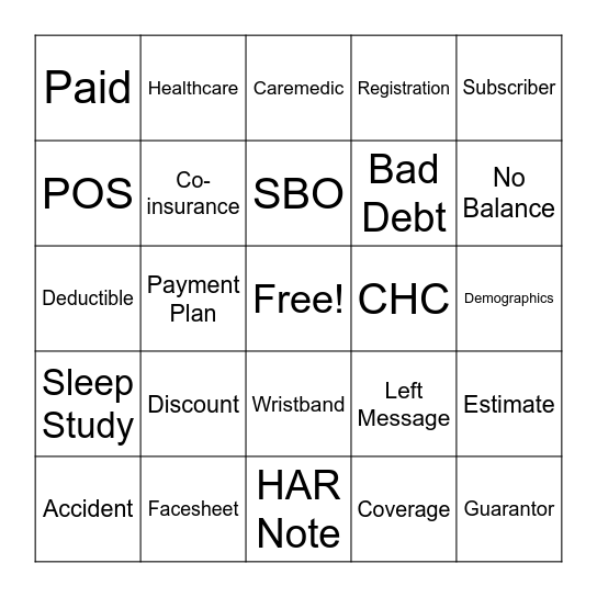 Financial Clearance Bingo Card