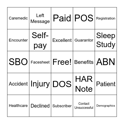 Financial Clearance Bingo Card