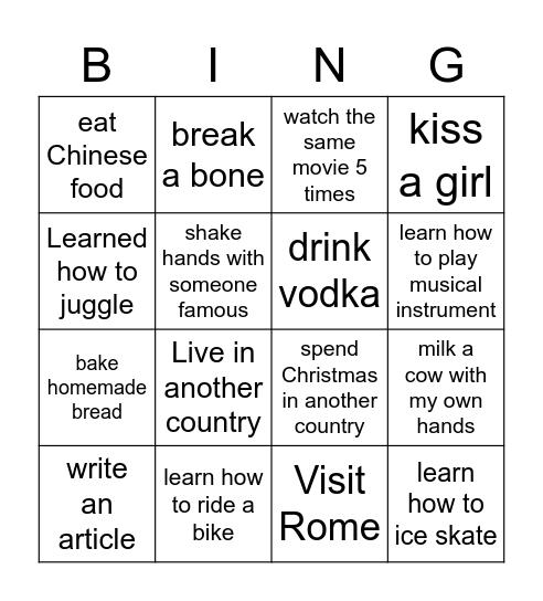 Untitled Bingo Card
