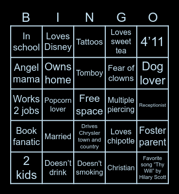 Celeste Whitehead’s Bingo Card