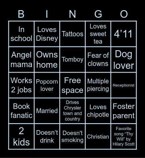 Celeste Whitehead’s Bingo Card