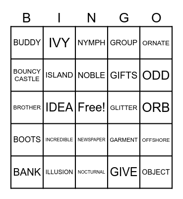 Unbirthday Bingo Card