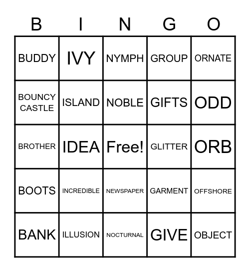 Unbirthday Bingo Card