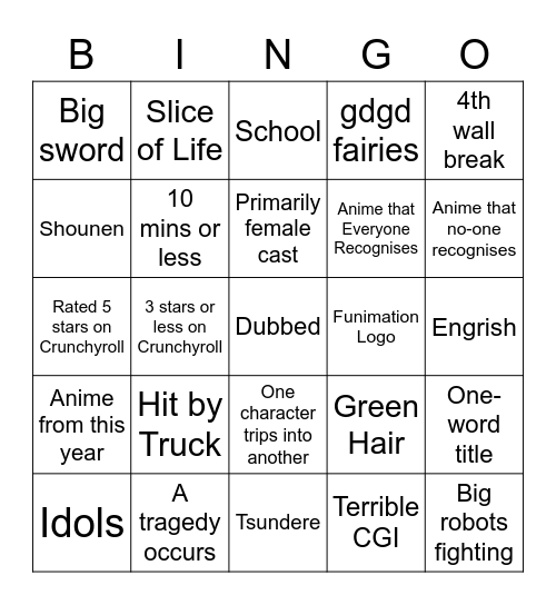 Anisoc CrunchyRoulette Bingo Card