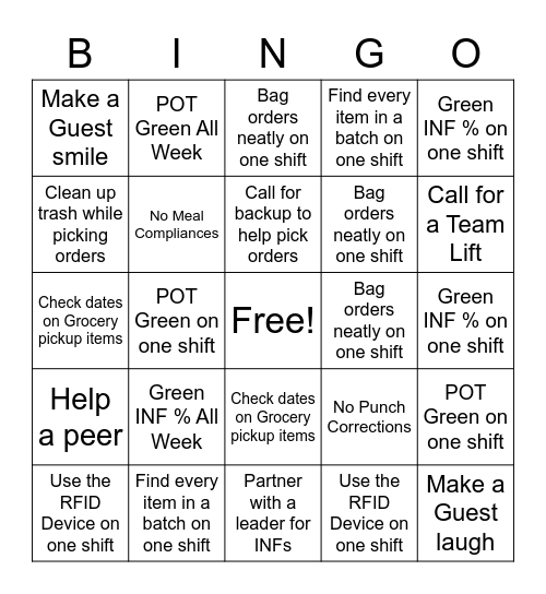 Fullfillment Bingo Card