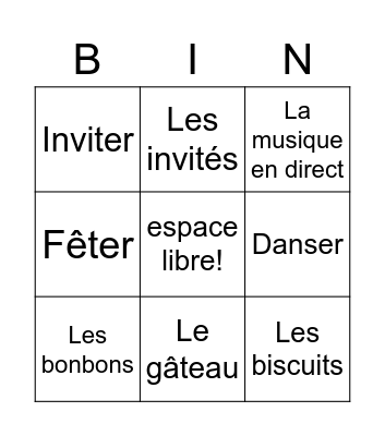 vocab Bingo Card