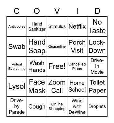 COVID-19 BINGO Card