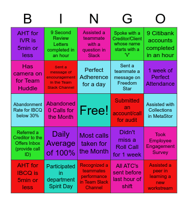 MultiStream Bingo Card
