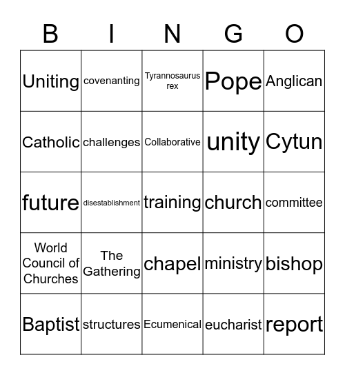 Ecumenical Bingo Card