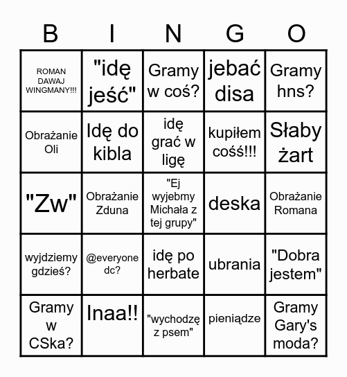 Przemo Bingo Card