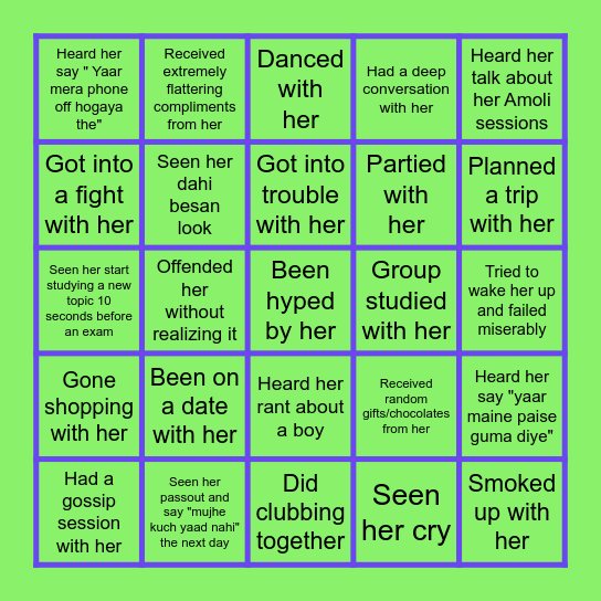 Happy Birthday Manasi !!!!!! Bingo Card