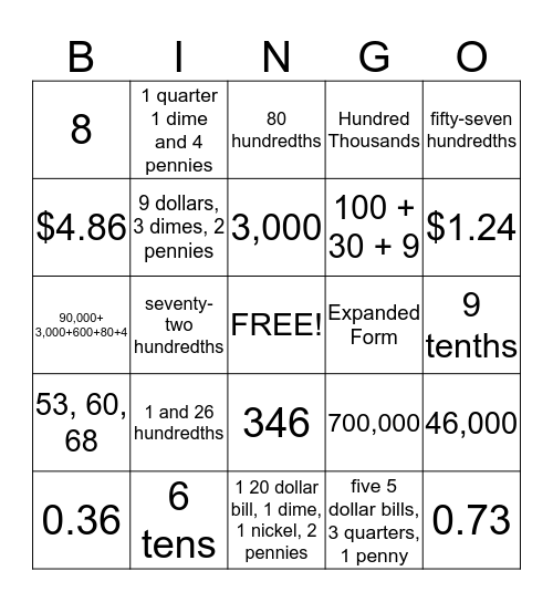 Chapter 1 Bingo Card