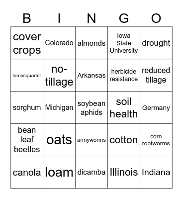 Agronomy Bingo Card