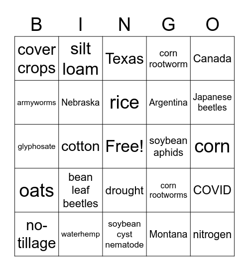 Agronomy Bingo Card