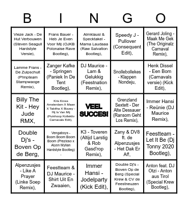 DE MUSIC BINGO SHOW MET VAN ALLES EN NOG WAT Bingo Card