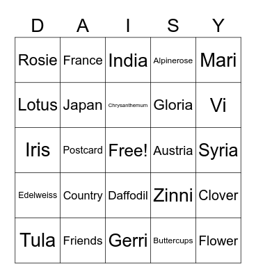 Vi Story Bingo Card