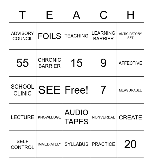 Instructor Trainee Mini Board Review Bingo Card