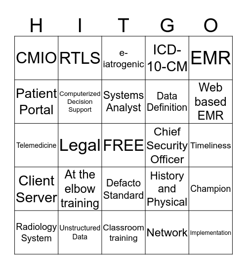 Health IT Bingo Card