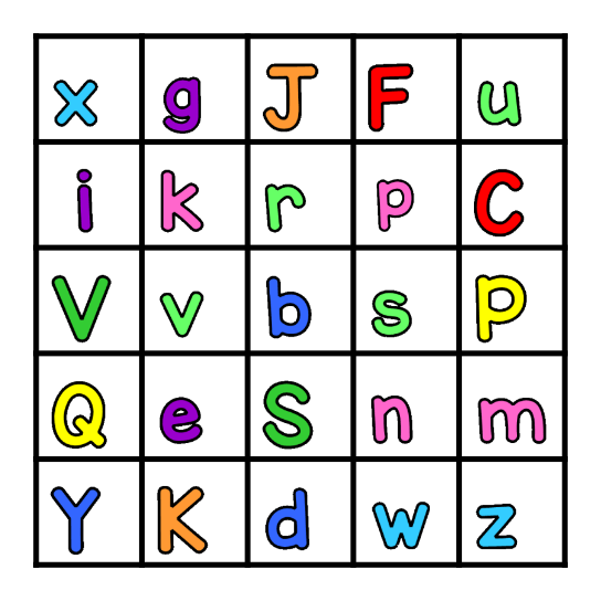 Letter Bingo Card