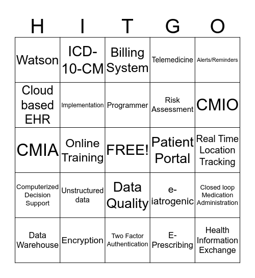 Health IT Bingo Card