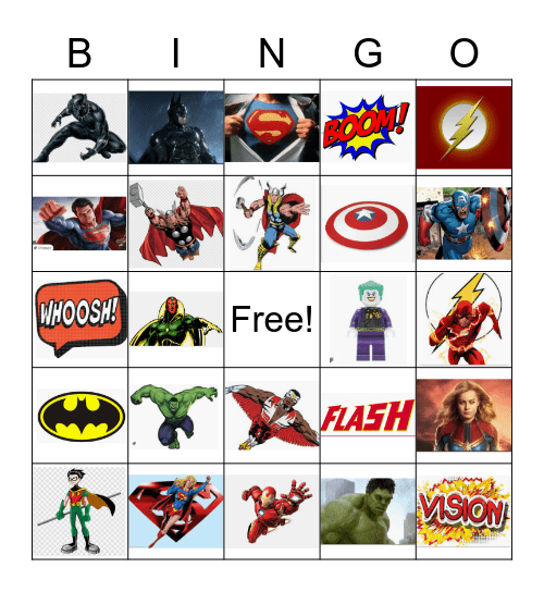 SUPERHERO BING Bingo Card