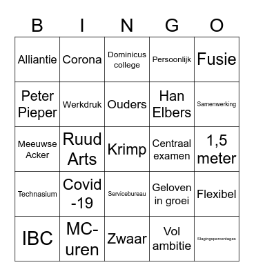 Plenaire bingo! Bingo Card