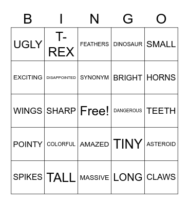 Dinosaurs Bingo Card