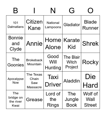 Movies - RD Bingo Card