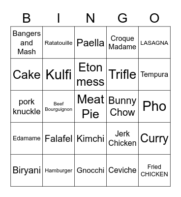 FOOD - RD Bingo Card