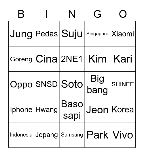 MINJU BINGO Card