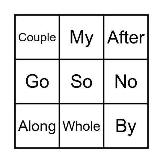 Spellings! Bingo Card