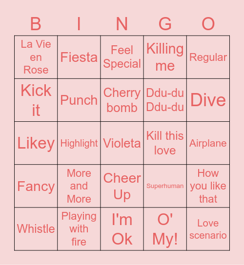 Cha's bingo Card