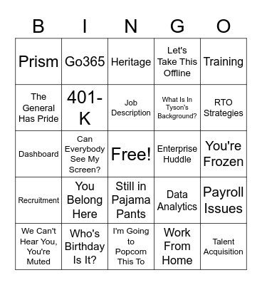 HR Huddle Bingo Card
