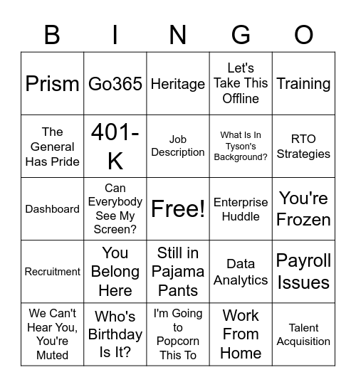 HR Huddle Bingo Card