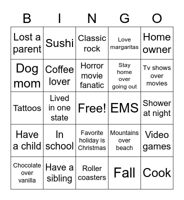 Lindsey Bingo Card